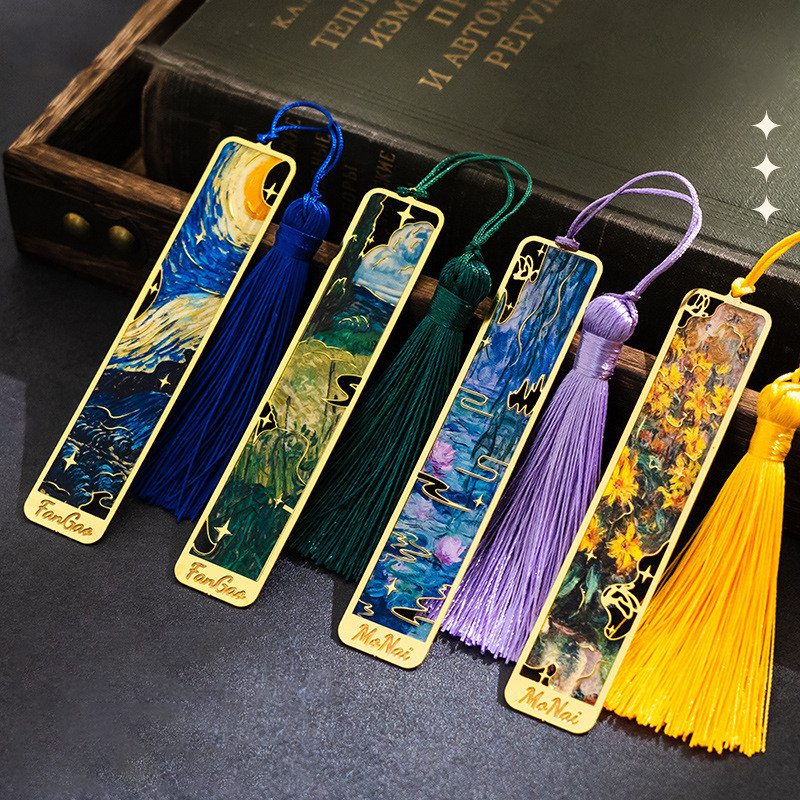 Elegante Série Panting Marcadores De Metal Régua Estudantes Oco Livro Página Titular Para Leitura E Presente