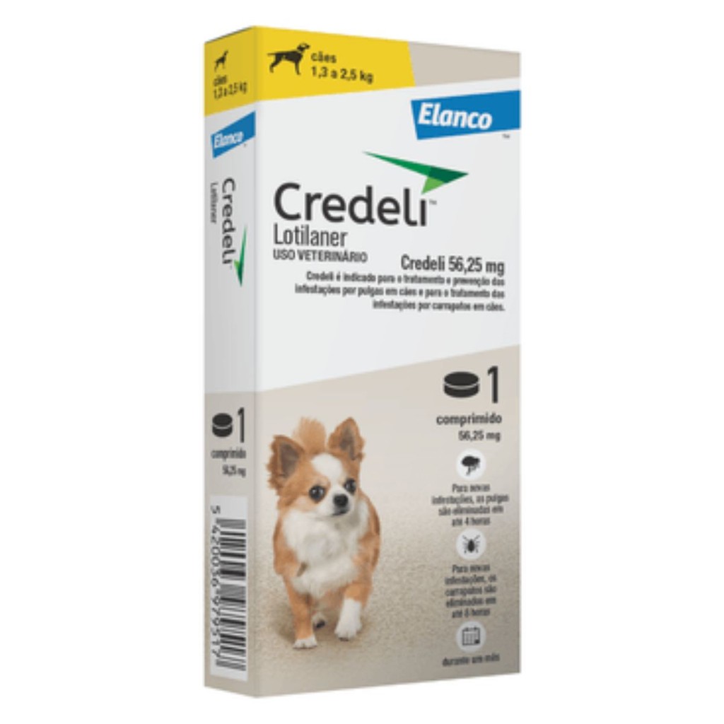 Antipulgas Credeli Cães 1,3 a 2,5 kg 1 Comprimido Elanco em Oferta na Shopee