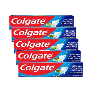 Kit com 5 Cremes Dental Colgate Máxima Proteção Anticáries Tamanho Família 180g em Oferta na Shopee