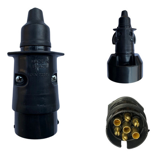 Plug Preto Tomada Macho 7 Pinos para Engate e Carretinha – Resistente e Fácil de Instalar | Envio Rápido