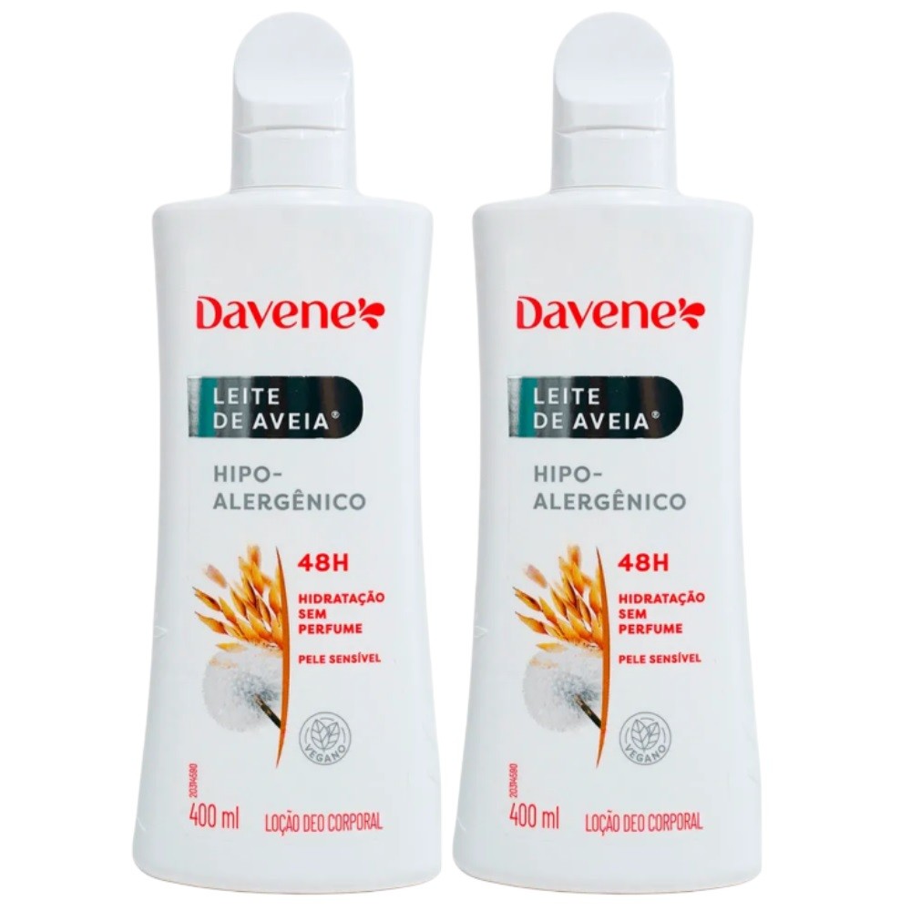 2UN Hidratante Leite Aveia Hipoalergenico 400ml Davene