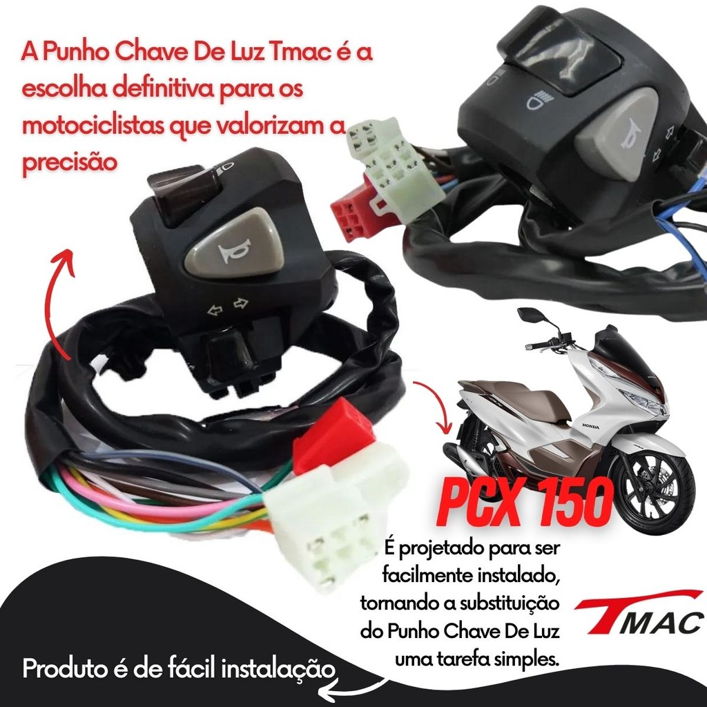 Punho Chave De Luz Esquerdo Honda Pcx 150 2019 A 2021 Seta — imagem 2 de 2