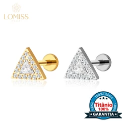 Piercing Labret Titânio Helix Tragus Conch Triangulo Zircônia Cravejada