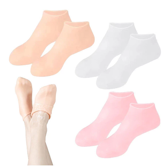 2 Pcs Meias De Silicone Para O Cuidado Dos Pés Gel Hidratante Anti-Rachaduras Removedor De Pele Morta — imagem 1
