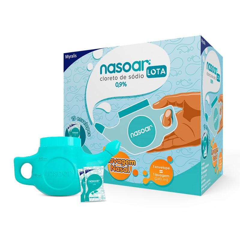 Nasoar Lota 0,9% Granulado Para Solução Nasal 15 Envelopes + Lavador Nasal 240ml em Oferta na Shopee