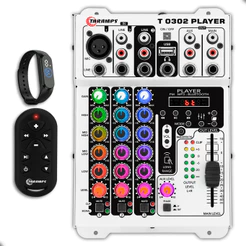Mesa de Som Taramps 3 Canais T0302 Player Bluetooth USB Mixer e Relógio