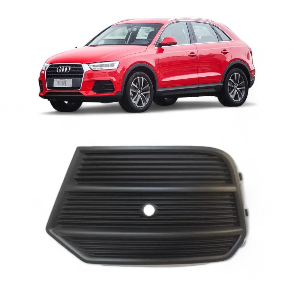 Grade Moldura Milha Audi Q3 2016 2017 2018 Preta Com Furo Sensor Esquerdo
