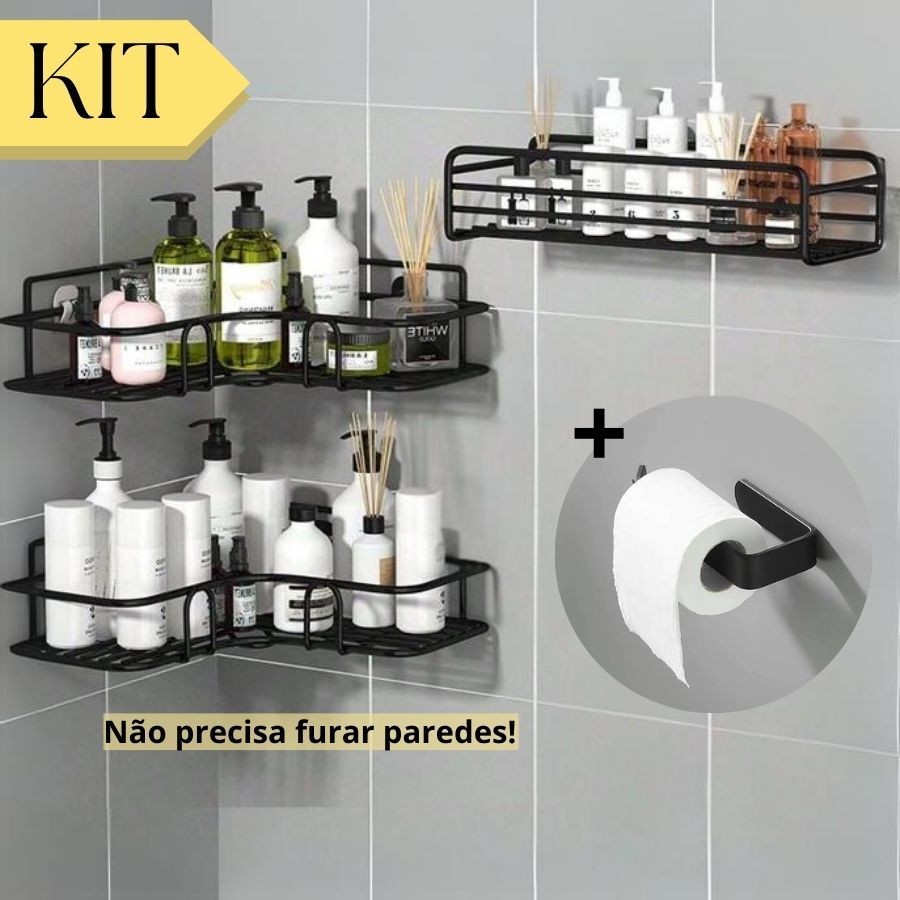 1/2/4 Prateleiras Suportes De Banheiro Metal Adesivo Organizador De Parede Sabonete Shampoo Condicionador E Papel em Oferta na Shopee
