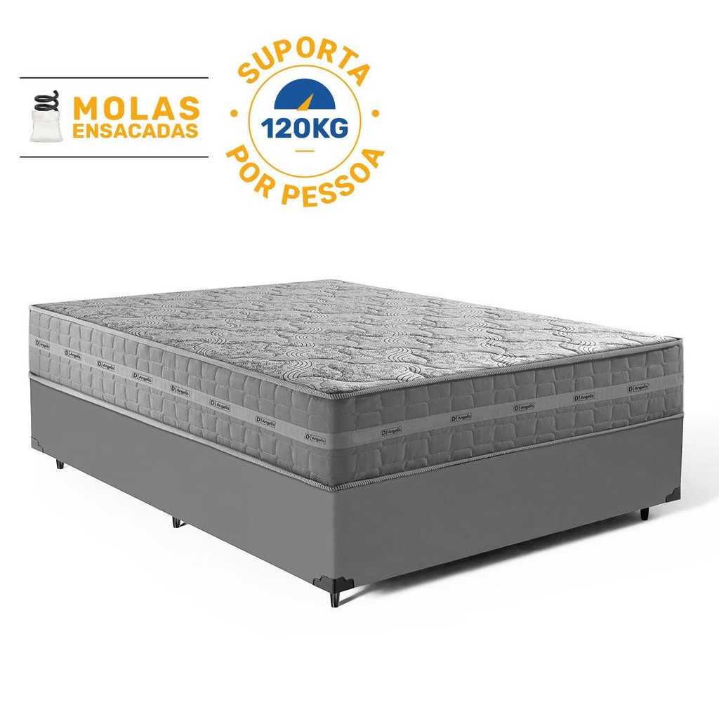 Cama Box com Colchão de Molas Ensacadas Ultra Spring Anjos Casal 138cm em Oferta na Shopee