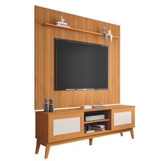 Rack Bancada Cairo Com Painel Para TV Até 75 Polegadas 1,79m Avante Cedro Ripado Impressão 3D EDN em Oferta na Shopee
