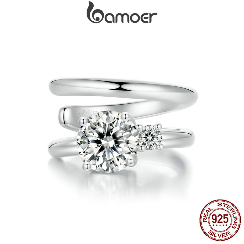 amoer Brinco Único Prata 925 Moissanite Clip Dupla Camada​ em Oferta na Shopee