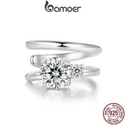 amoer Brinco Único Prata 925 Moissanite Clip Dupla Camada
