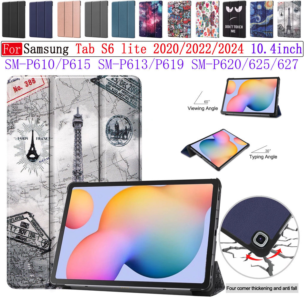 Para Samsung Galaxy Tab S6 Lite 2024 SM-P620 P625 P627 2022 P613 P619 S6Lite 2020 P610 P615 10.4 Polegadas Capa De Couro De PU De Mesa Suporte Pintada Sólida