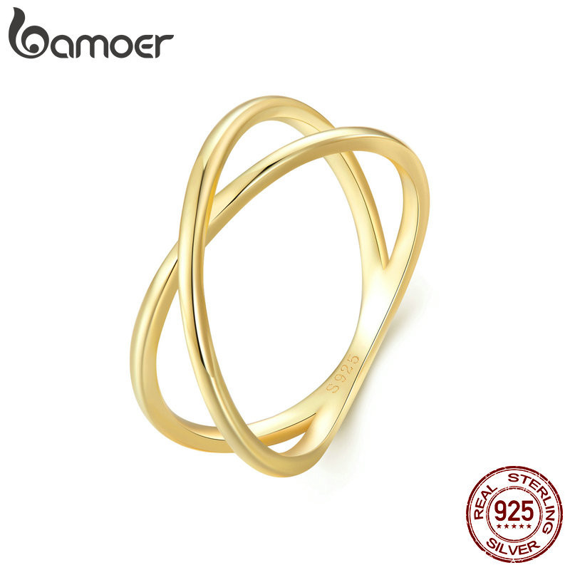 Bamoer 925 Silver 2 Round Anel Simples Para Mulher De Dedo Design Jóias Presente SCR543 em Oferta na Shopee