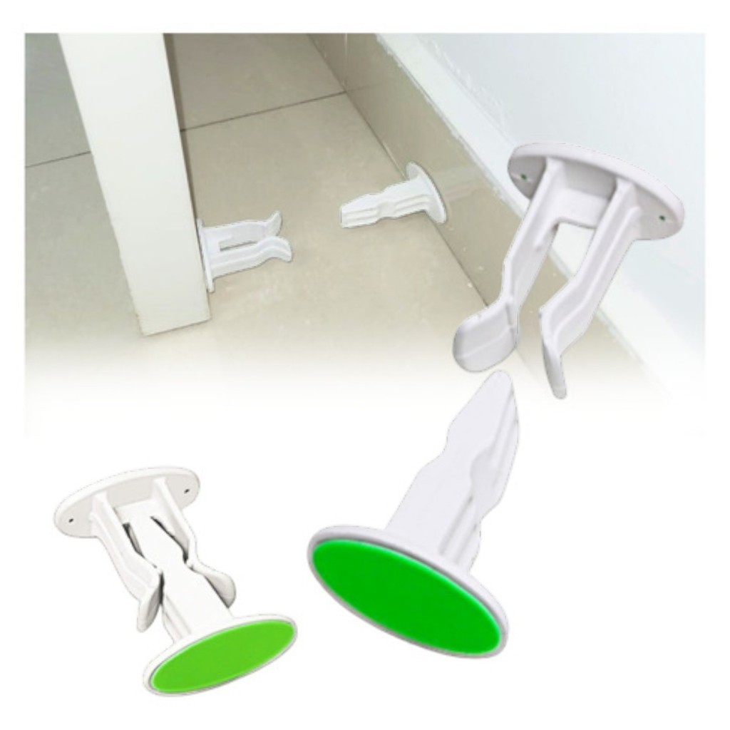 Kit 4 Un Trava Porta Fixador Prendedor Adesivo Parede Rodapé