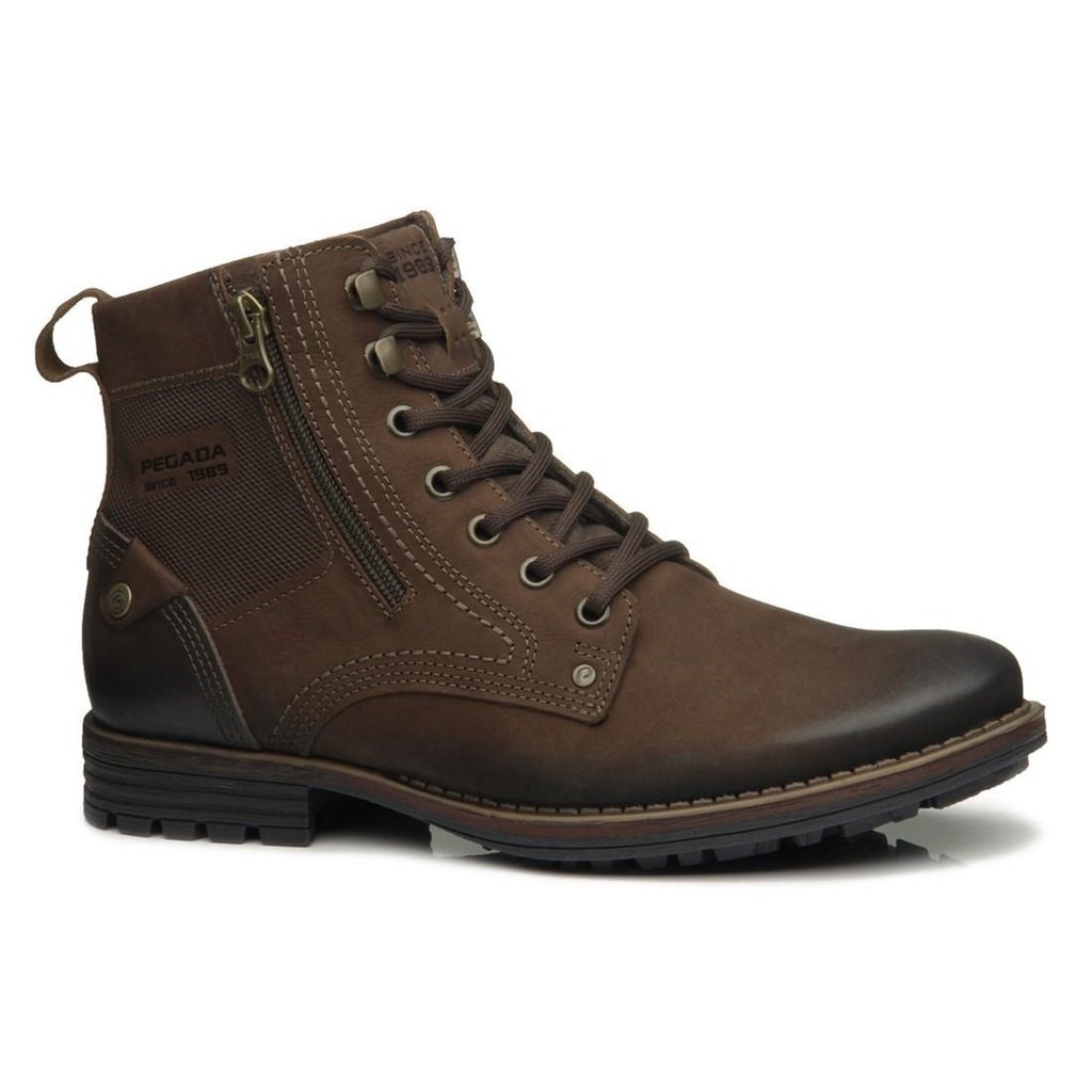 Bota Pegada Masculina Couro Zípe Original Trilha e conforto Com Nota Fiscal e Garantia em Oferta na Shopee