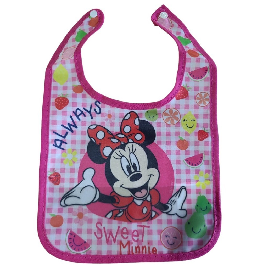 Babador Minnie Disney Para Bebê Com Bolso Coletor De Migalha