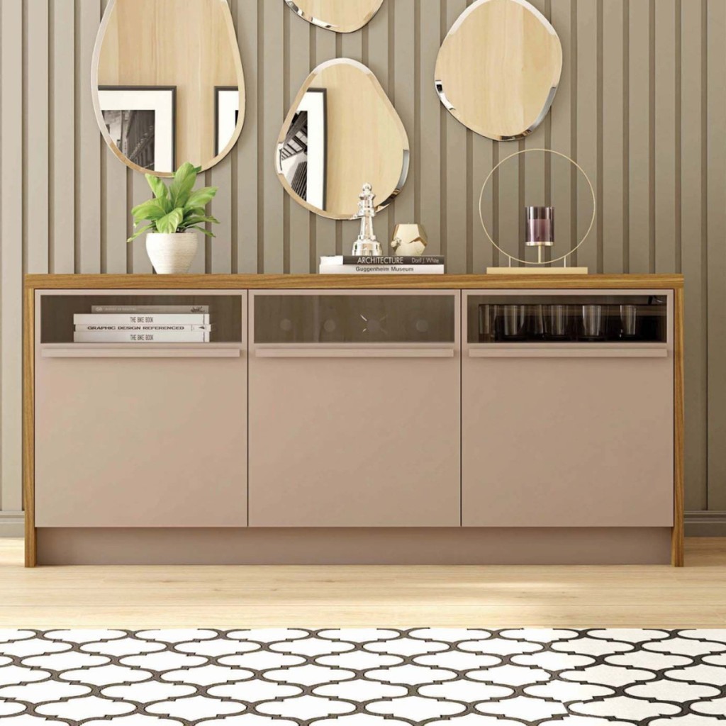 Buffet Para Sala de Jantar 3 Portas Vectro  Louro Freijó/Off White - Home & Living