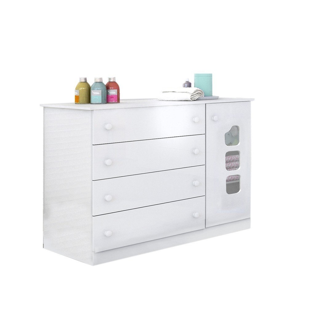 Detalhes do Quarto Infantil com Guarda Roupas e Cômoda Lívia Phoenix Baby