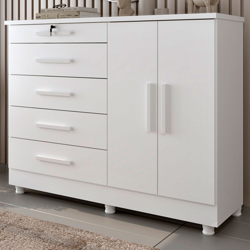 Cômoda Istambul 2 Portas 5 Gavetas em Oferta na Shopee