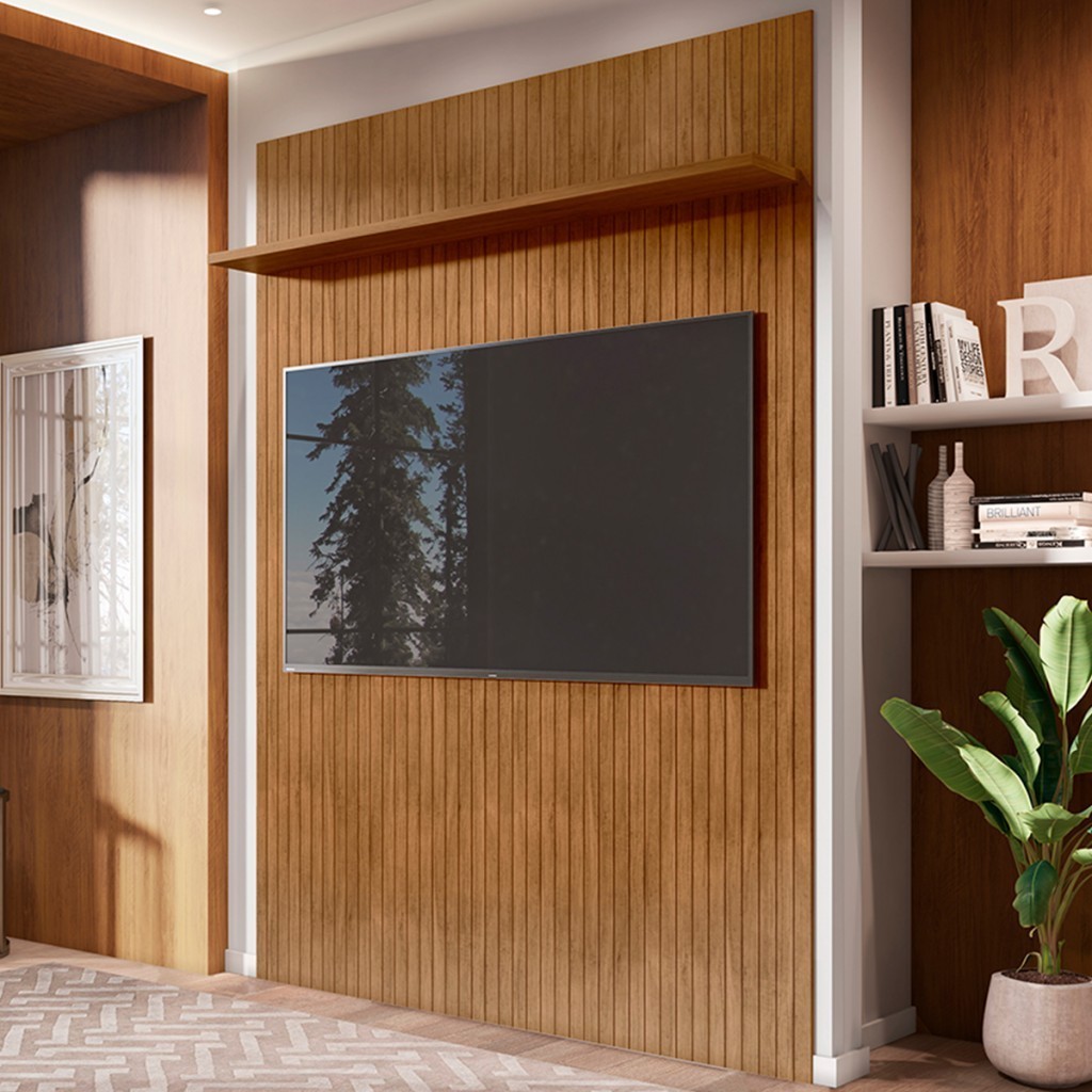 Painel para TV Até 60 Polegadas Siena 1 Prateleira Cedro 008174144 - Casa D em Oferta na Shopee