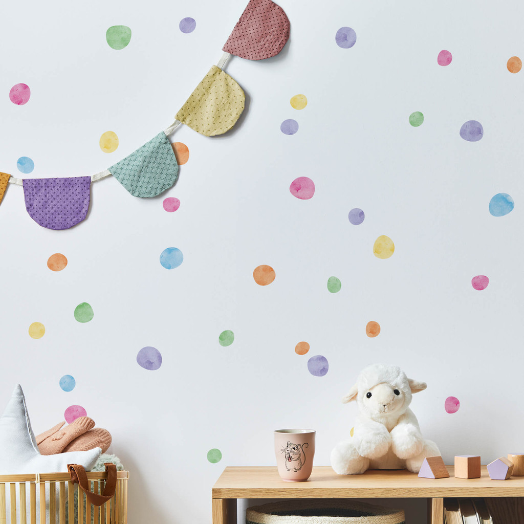 Adesivo de Parede Infantil Bolinhas Tons Aquarela Encantador em Oferta na Shopee