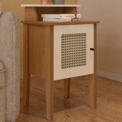 Mesa de Canto/Cabeceira Charlotte 1 Porta 100% Mdf Cinamomo/Off White Artely Móveis