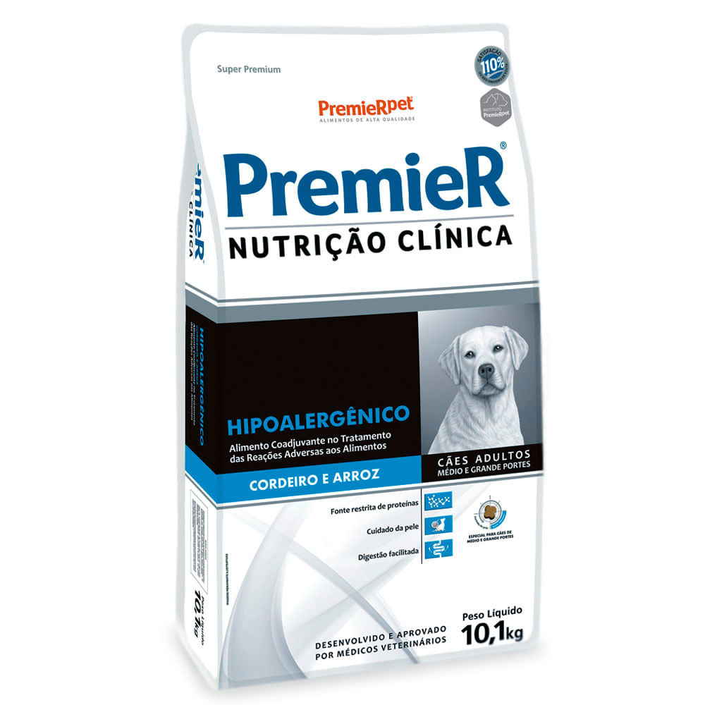 Ração Premier Nutrição Clínica Hipoalergênico Cães Adultos Porte Médio e Grande Cordeiro 10,1kg em Oferta na Shopee