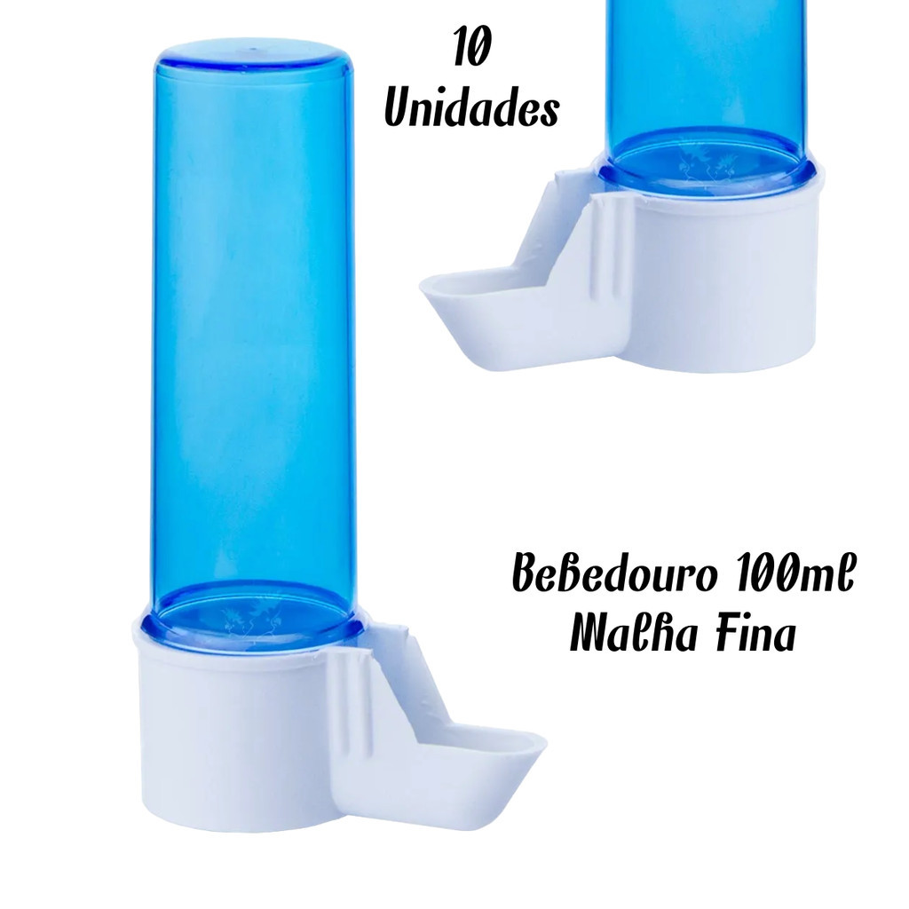 10 Bebedouro Plastico Italiano p/ Passaros 100ML Malha Fina - Coleiro Curio Diversos