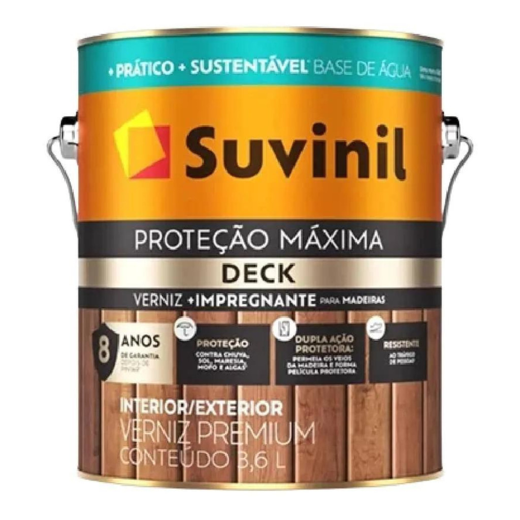 Verniz Proteção Máxima Deck Base Água Imbuia Acetinado Suvinil 3,6l