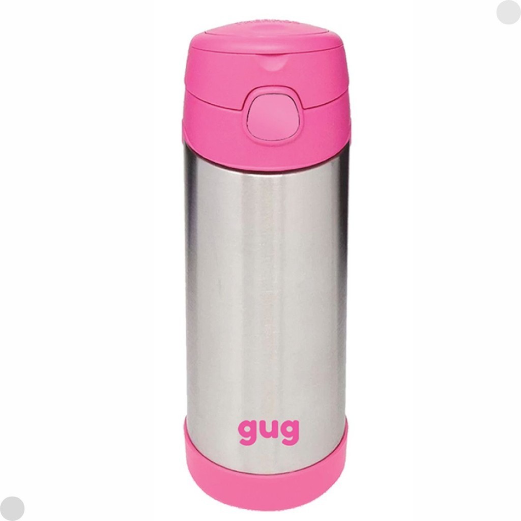 Garrafinha Térmica Rosa Parede Dupla Com Canudo De Silicone 350ML 924 - Gug