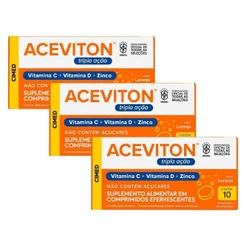 Kit 3 unidades Aceviton Tripla Açao 10 Cpr Efervecente