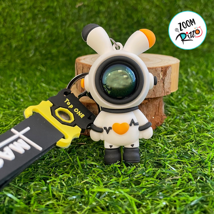 Chaveiro Coelho Astronauta - Preto e Laranja - 7,5cm - 1 unidade - Rizzo