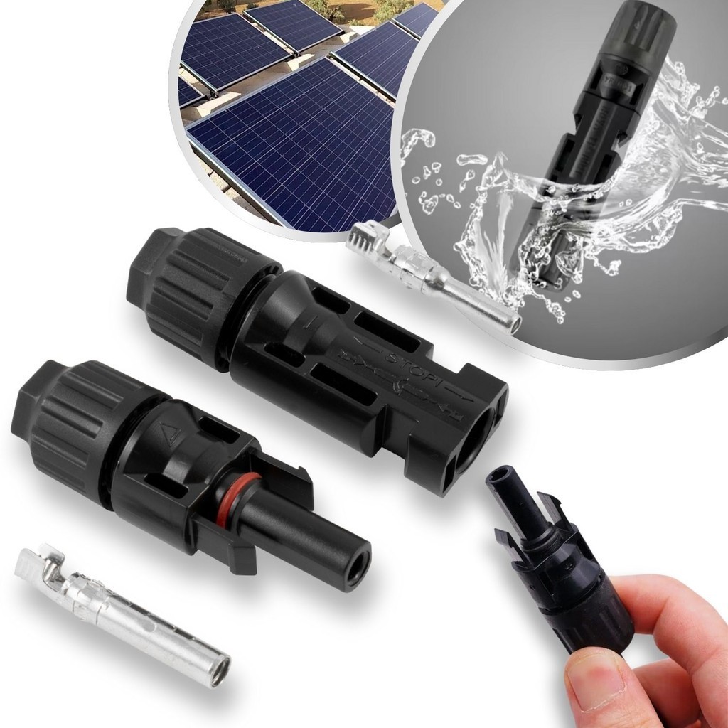 Kit 1 Par de Plug Terminal Conector MC4 Cabo Painel Energia Solar Placa Fotovoltaica Instalação de Módulo Inversor