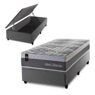 Conjunto Box Baú Sheffield Cinza 96x203x72 c/ Molas Ensacadas em Oferta na Shopee