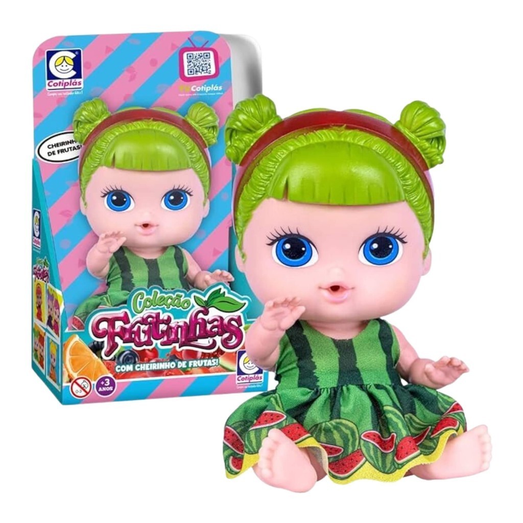 Boneca Coleção Frutinhas Melancia Blister Cotiplás Brinquedo Infantil Menina Presente Bebê