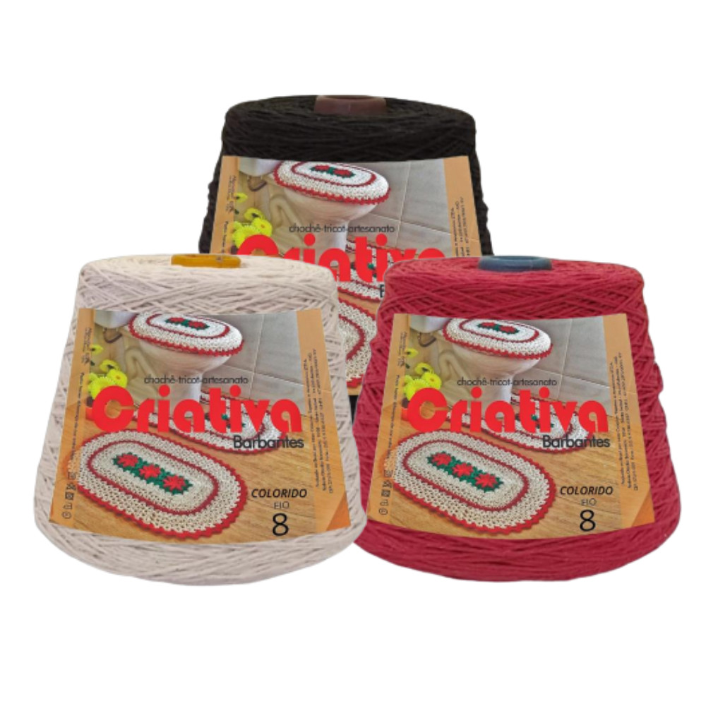 Kit 3 Unidades Barbante Criativa 500g N.º 6 Cores Predefinidas