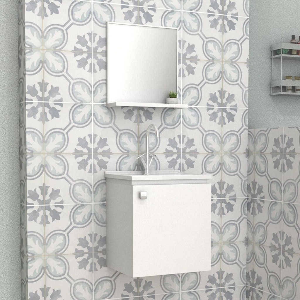 Gabinete Para Banheiro Em Aço Cacau Branco/Carvalho Mel - Home & Living