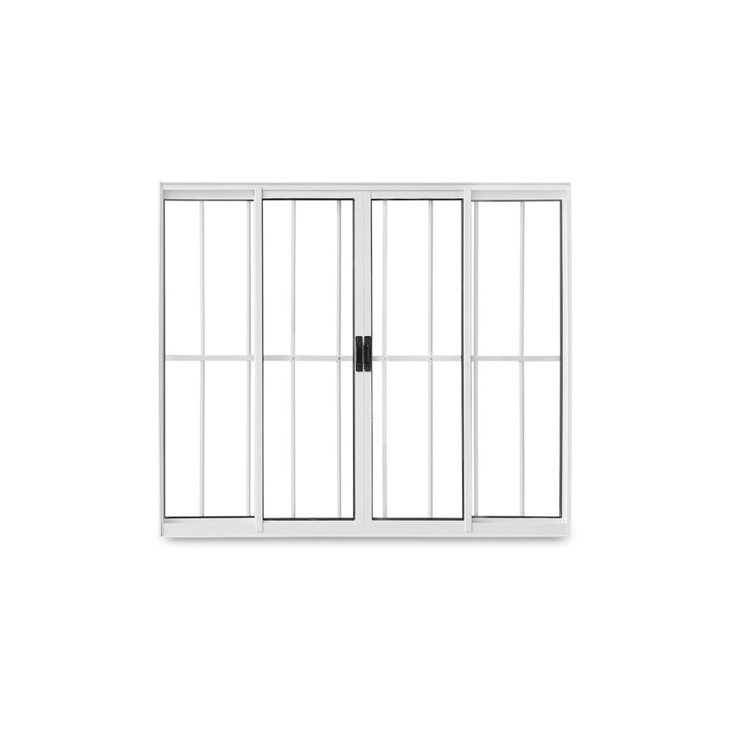 Janela de Correr Abertura Central 4 Folhas Grade Vidro Liso 100x100cm Exclusiva Esquadrias 100cm x 100cm - Home & Living