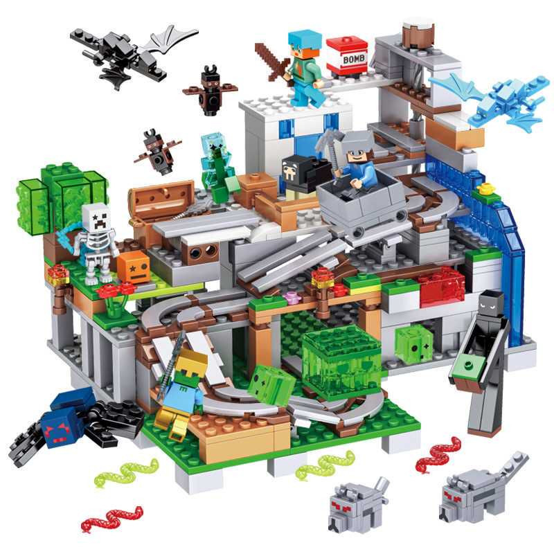 CONJUNTO COMPATÍVEL MINECRAFT TOY MINA DE ÓRGÃOS DE CAVERNA VELOCIDADE MY WORLD MINIFIGURES VILLAGE HOUSE ASSEMBLY CONSTRUÇÃO EDUCACIONAL DIY TOYS CRIANÇAS PRESENTES DE NATAL