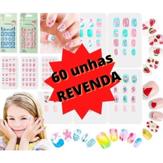 Kit 60 Unhas Postiça Infantil 5 Caixas （1caixa com 12 unhas）Contém Comprimidos de cola sólida-INLIS ANA em Oferta na Shopee
