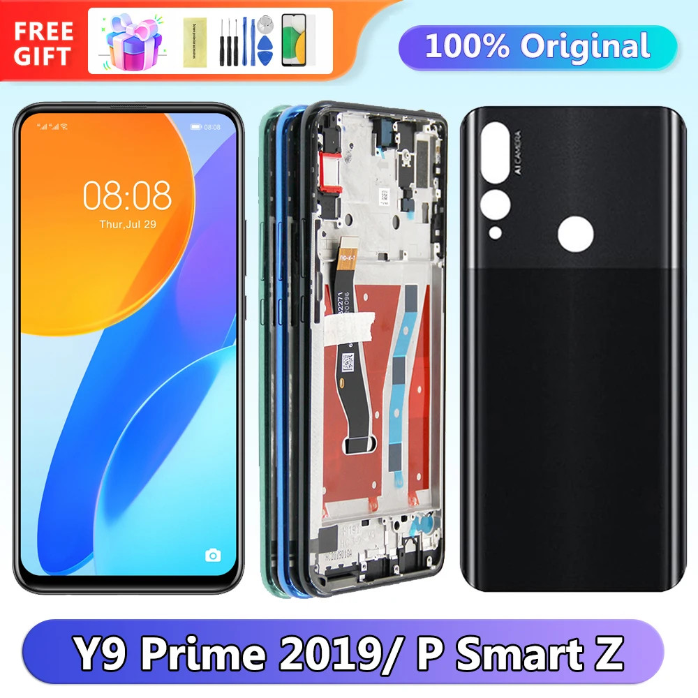 6.59 " Y9 Prime 2019 STK-L21 L22 LX3 Tela Lcd , Para Huawei P Smart Z Dispaly De Toque Digital Com Moldura