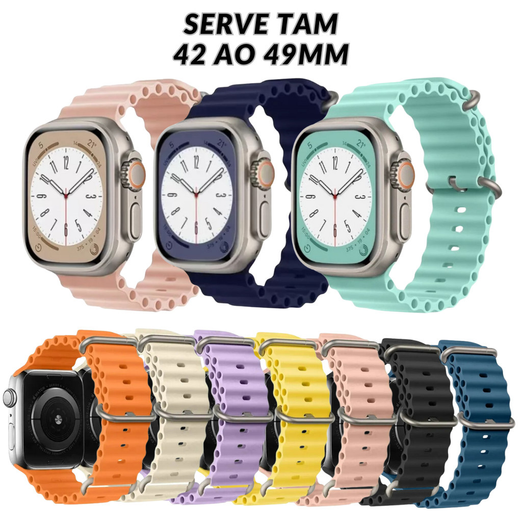 Pulseira Para Relógio Smartwatch Ocean Serve Tamanho 42 ao 49mm