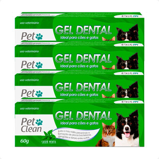 Kit 4 Gel Dental Sabor Menta Cães e Gatos Pet Clean - 60g em Oferta na Shopee