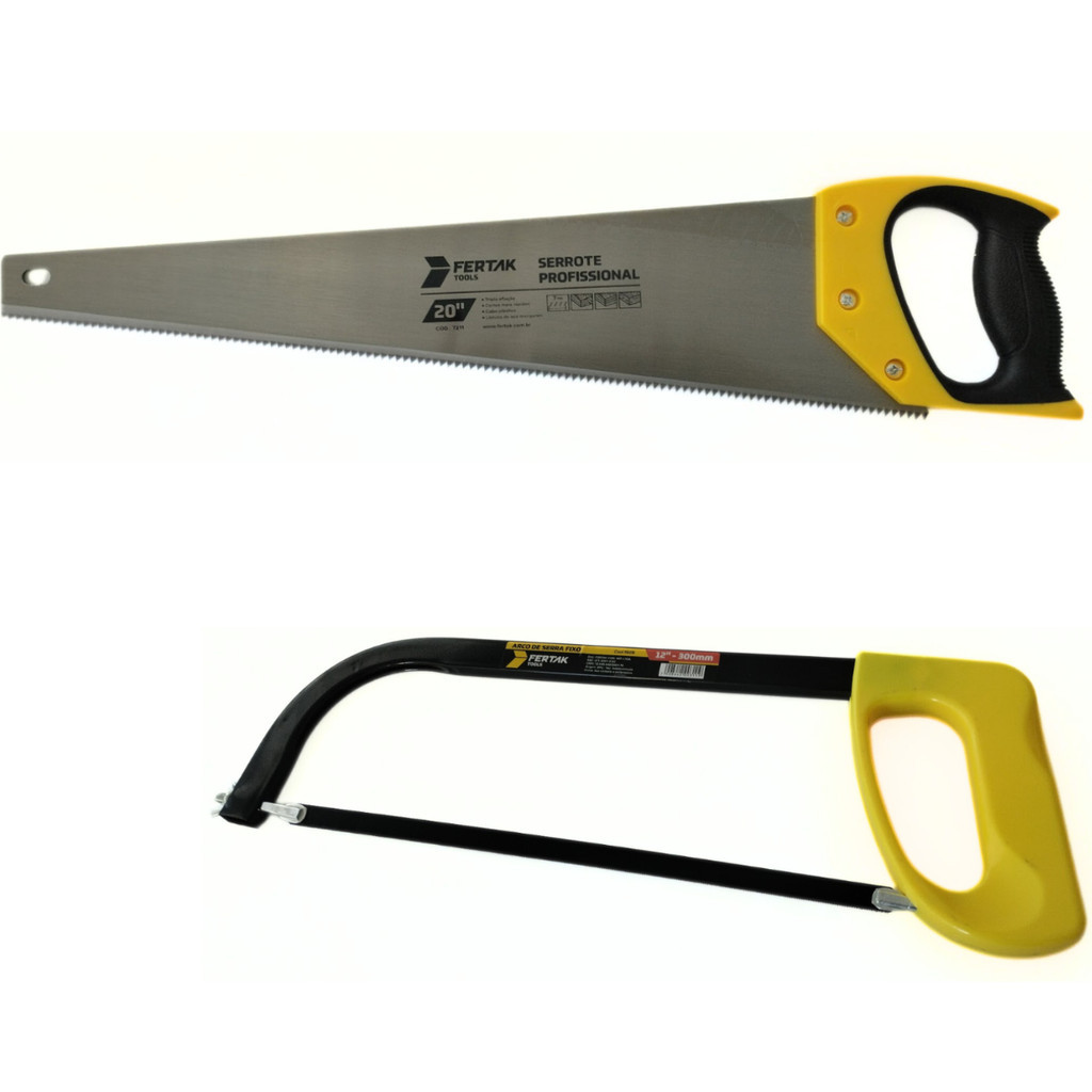 Kit- 1 Serrote Profissional Lâmina Aço 20"+ 1 Arco de Serra 12" 300mm Hobby Alumínio Fertak em Oferta na Shopee