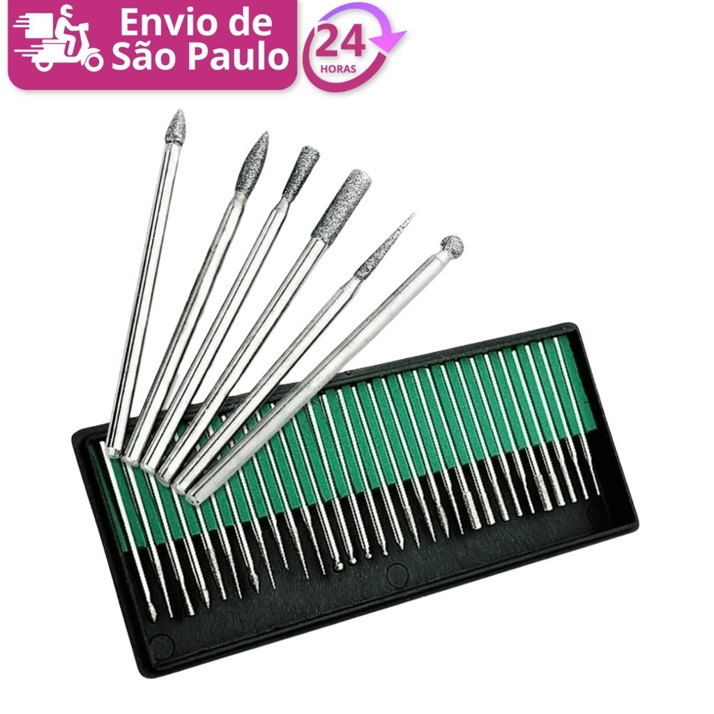 Kit Com 30 Brocas Varios Modelos Para Unhas Manicure e Pedicure