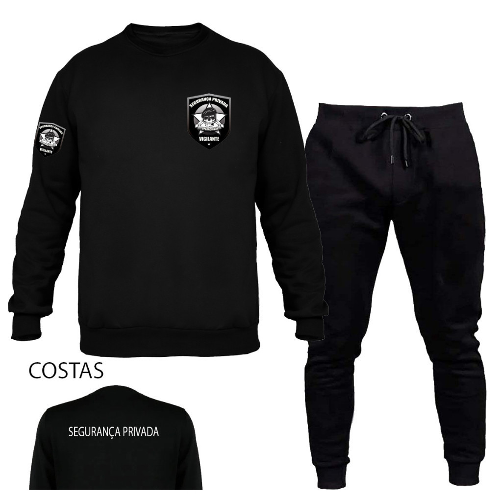 Conjunto Moletom Abrigo Kit Calça E Blusa Gola Redonda Segurança Privada em Oferta na Shopee