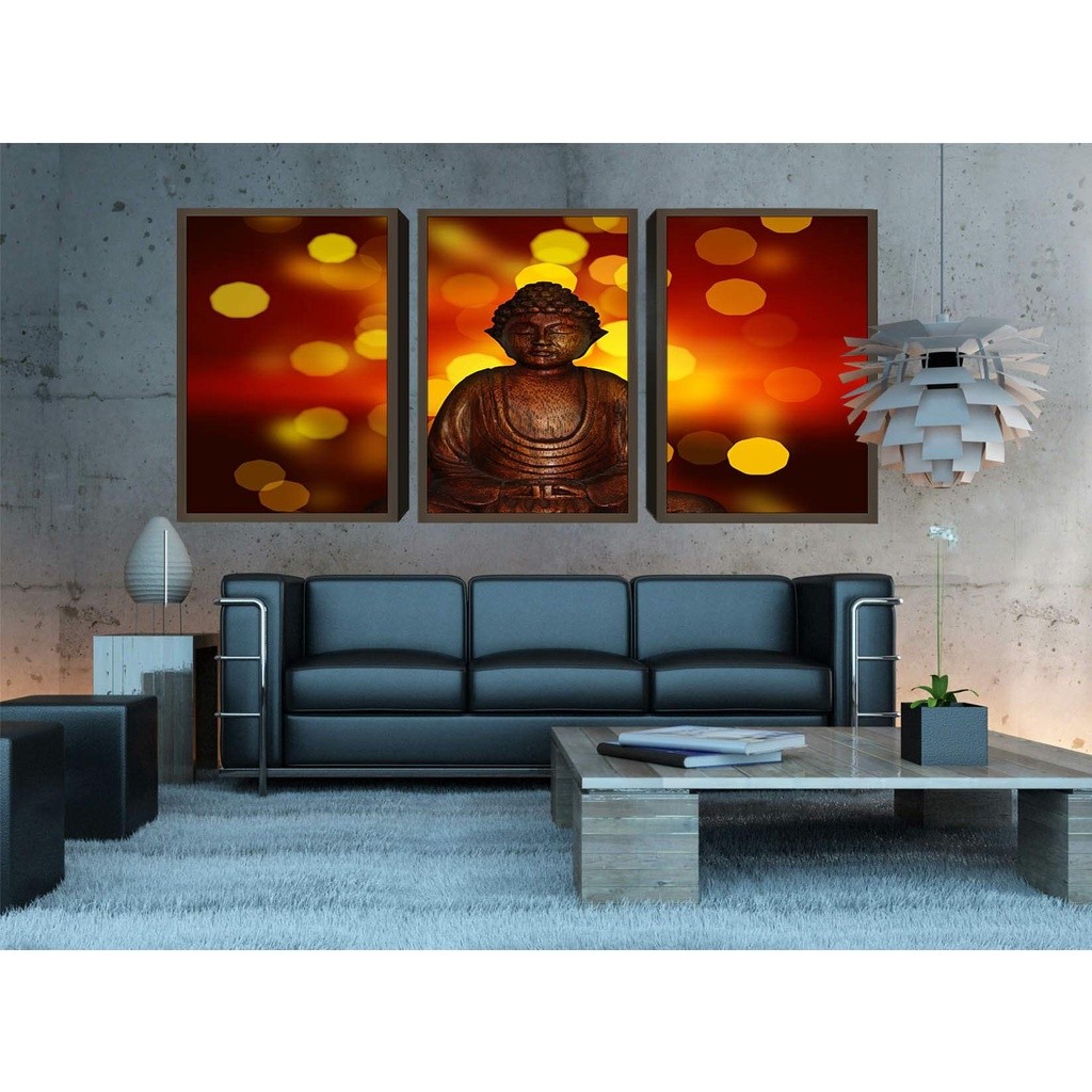 Kit Quadros Decorativo  BUDA 7 3 peças 20x28 mdf alta qualidade