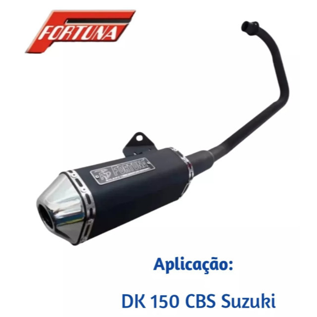 Escapamento Suzuki Dk 150 Cbs 2017 a 2021 Mini Tri Preto Fortuna