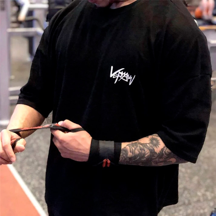 Camiseta basica unissex Camisa oversized Musculação Algodão Casual Treino Academia top ! font t-shirt